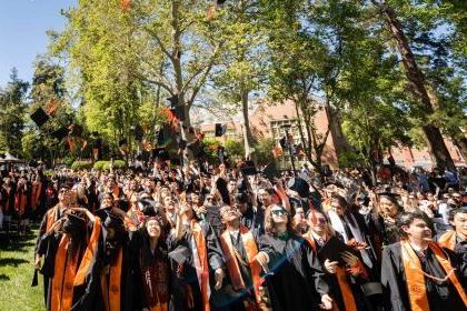 University of the Pacific, California’s first and oldest university, honored hundreds of graduating students with a joyous celebration surrounded by family and friends Saturday on historic Knoles Lawn.